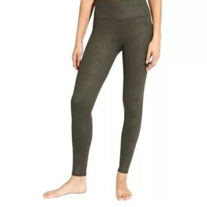 Athleta Olive Green Snake Skin Print Leggings- Woman's Large